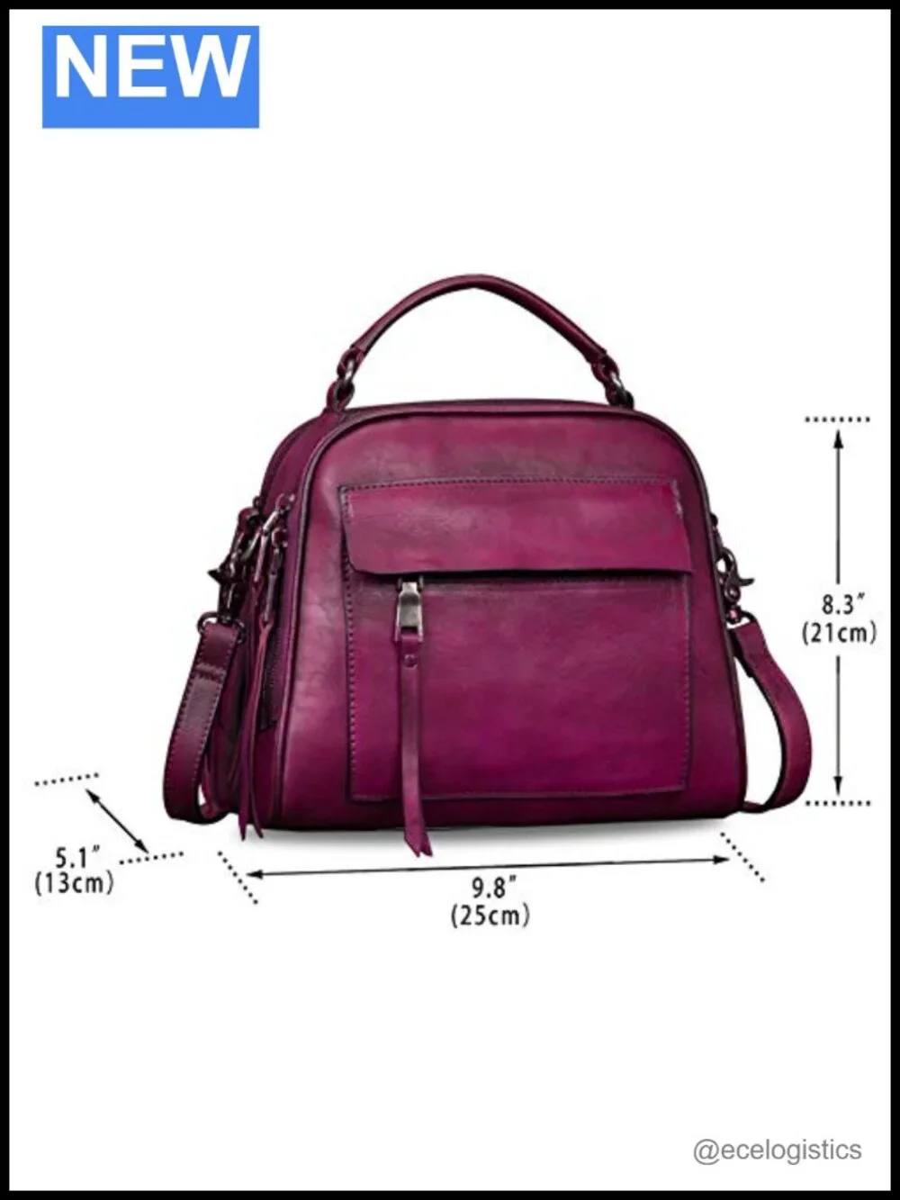 Genuine Leather Vintage Handmade Satchel Crossbody Purse with Strap